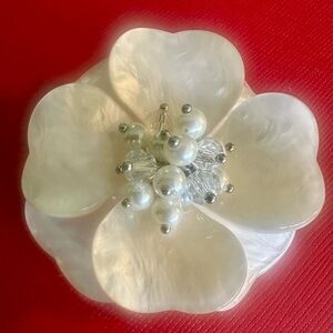Elegant White  magnetic  mother of pearl Floral Brooch